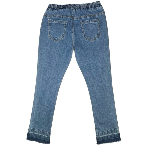 Hayden  Girls Jeans Sz 13/14 Fringe Hem, Star Accent, Stretch Waist, Pockets EUC - Picture 4 of 10